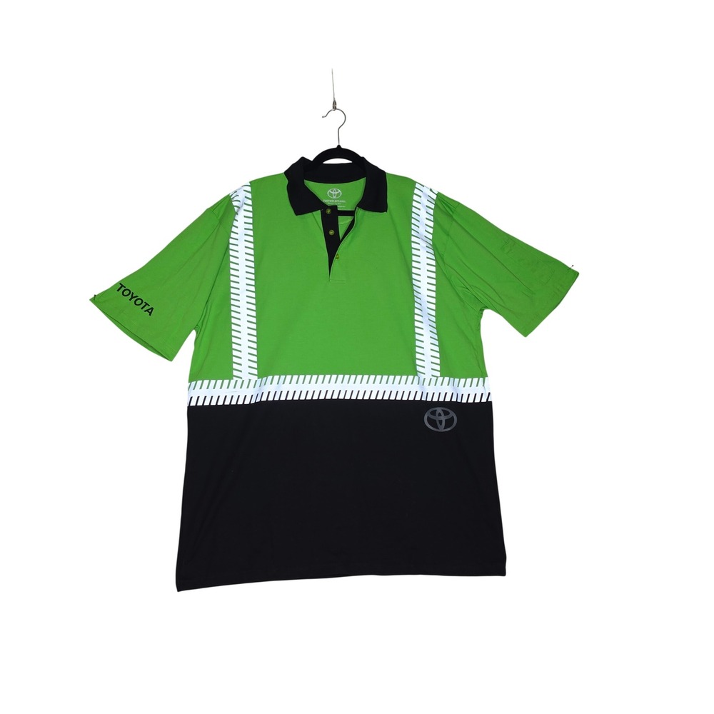 Toyota NWOT Apparel Neon GreenBlack Reflective Polo Shirt XL Doc Workwear Office